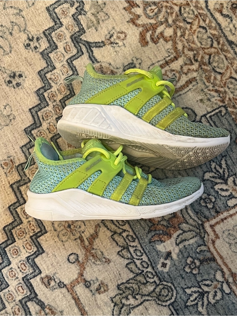 Kids Lightweight Green Knit Athletic Sneakers